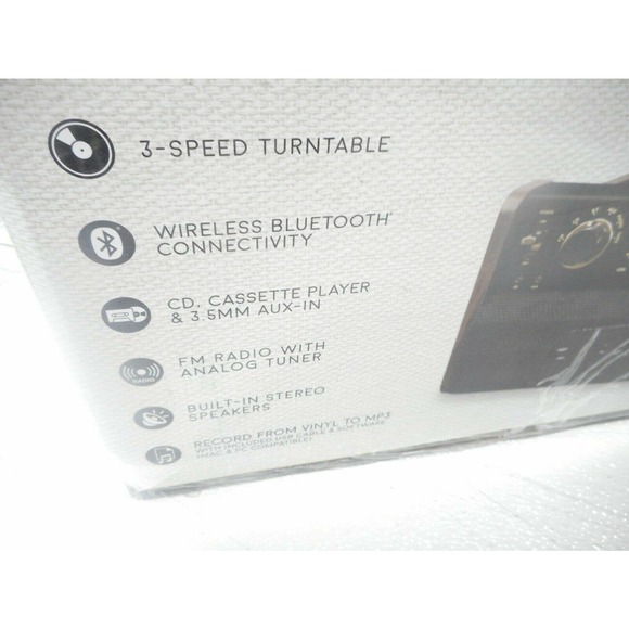 Victrola 7-in-1 Wood Bluetooth Mid Century Record Player with 3-Speed Turntable, - Picture 3 of 6